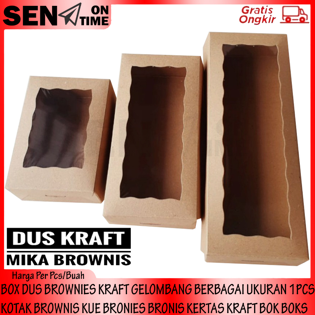 Jual BOX DUS KRAFT MIKA BROWNIES GELOMBANG BERBAGAI UKURAN 1PCS KOTAK ...