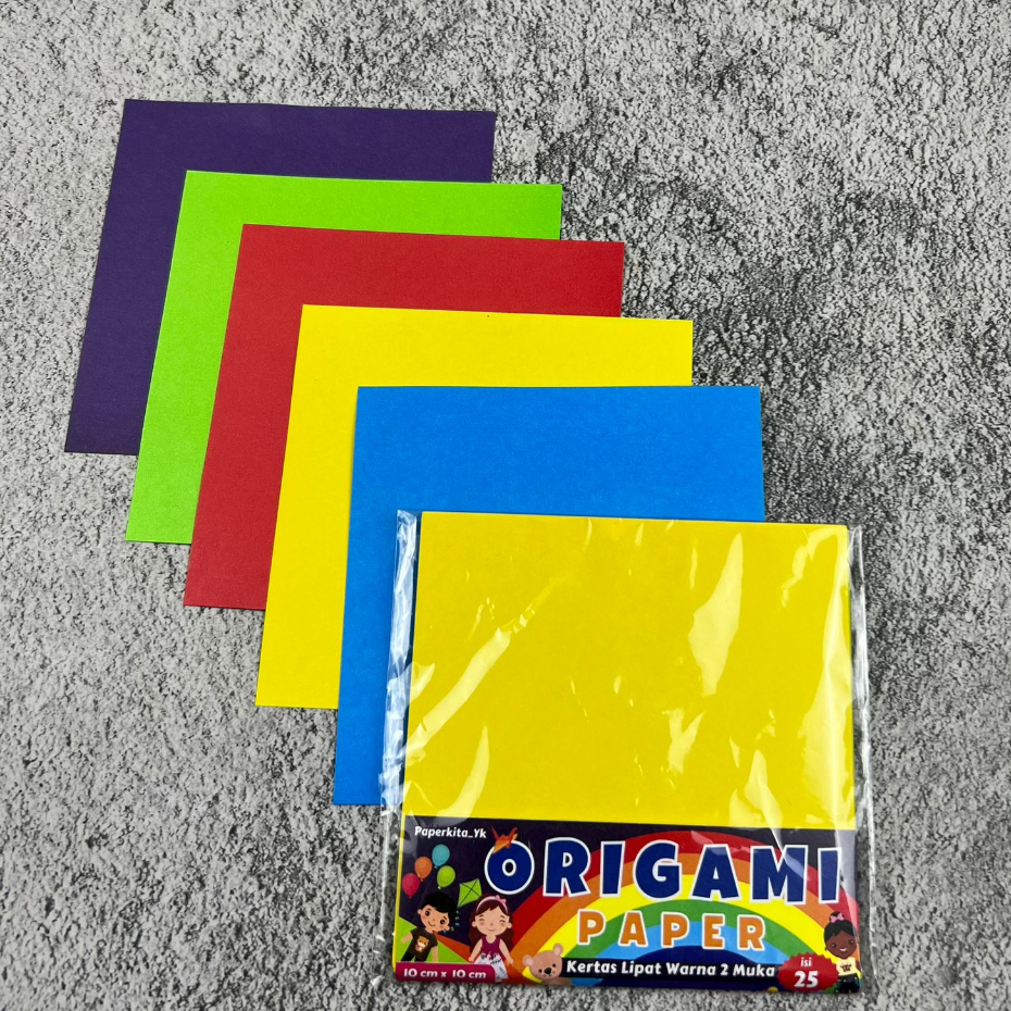 Jual KERTAS ORIGAMI 10 X 10 cm KERTAS LIPAT KERTAS WARNA 2 SISI ISI 25