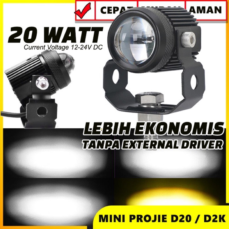 Jual COD Lampu Tembak Laser Gun Led D2 Mini 2 Warna Putih Kuning Jauh