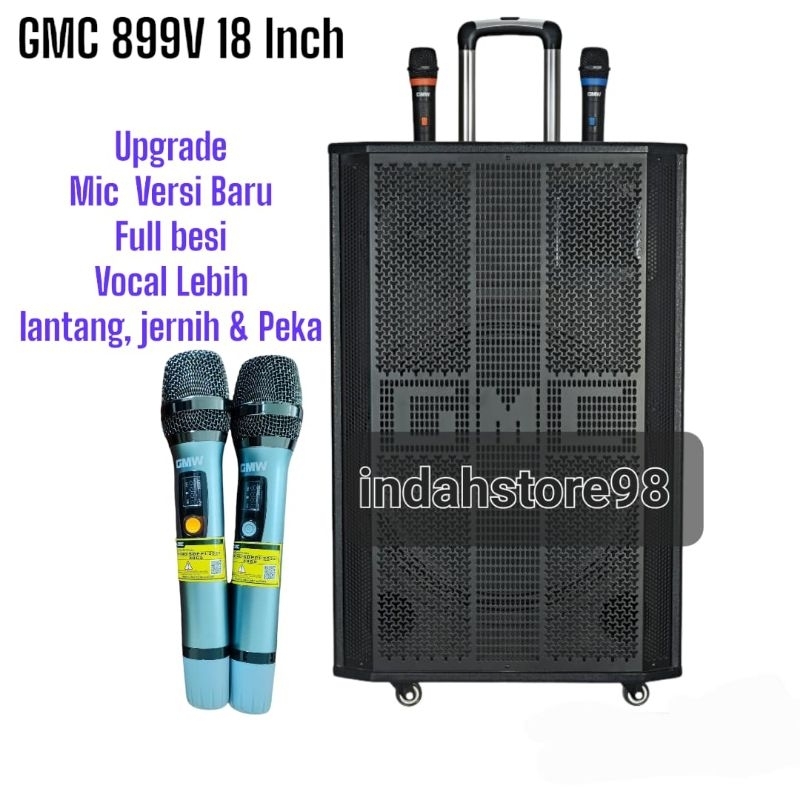 Jual Speaker Aktif Portable 18 Inch GMC 899V Bluetooth Karaoke 2 Mic ...