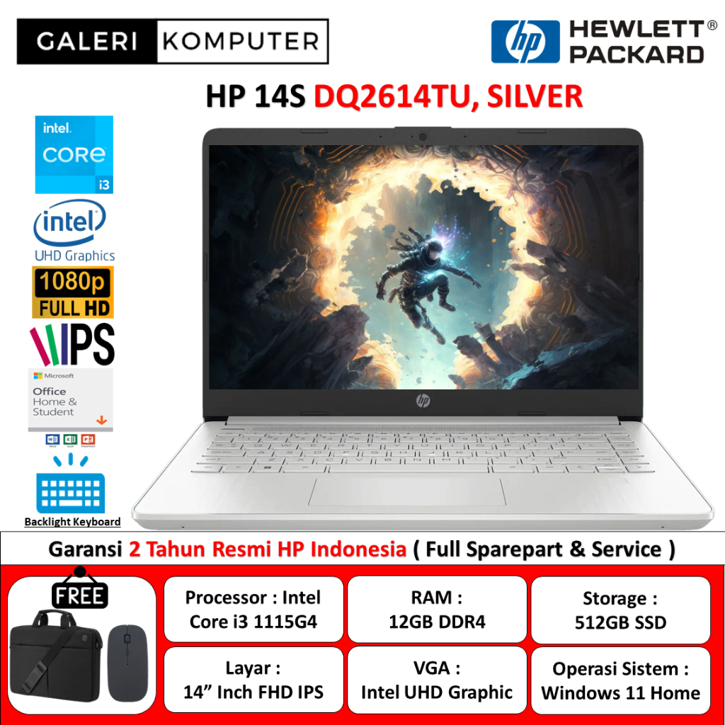 Jual Laptop Baru Hp 14s Dq2614tu Intel Core I3 1115g4 12gb 512gb Ssd Fhd Ips Windows 11 Home 3576