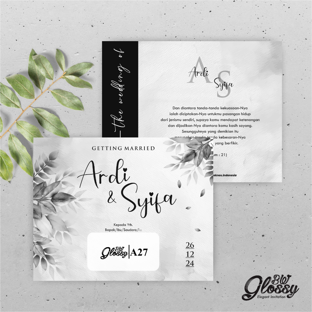 Jual Undangan Pernikahan Mewah Elegan Glossy Bw Undangan Artpaper Shopee Indonesia 5058