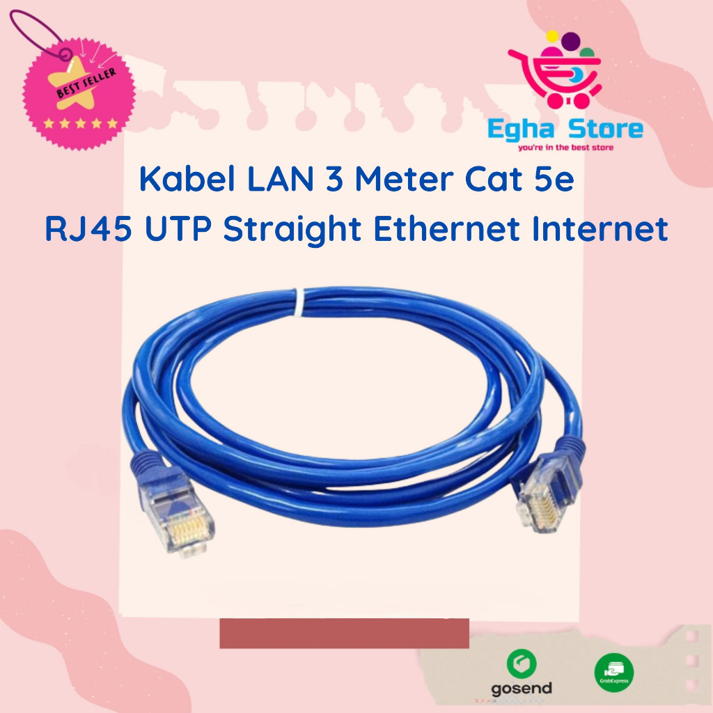 Jual Kabel LAN 3 Meter Cat 5e RJ45 UTP Langsung Siap Pakai Cable ...