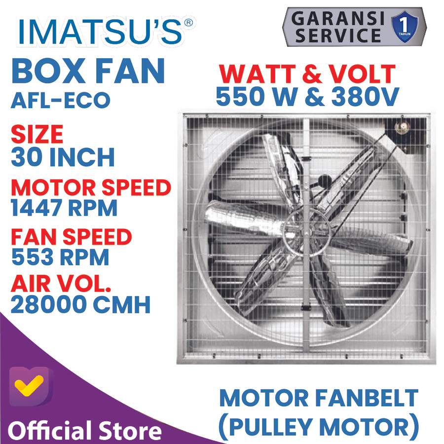 Jual Blower Exhaust Box Fan IMATSU 30 Inch 380V AFLECO900/3FB