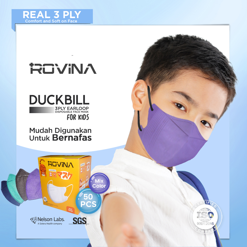 Jual Rovina Duckbill Kids Mask '50S 3 Ply Earloop masker motif fun ...