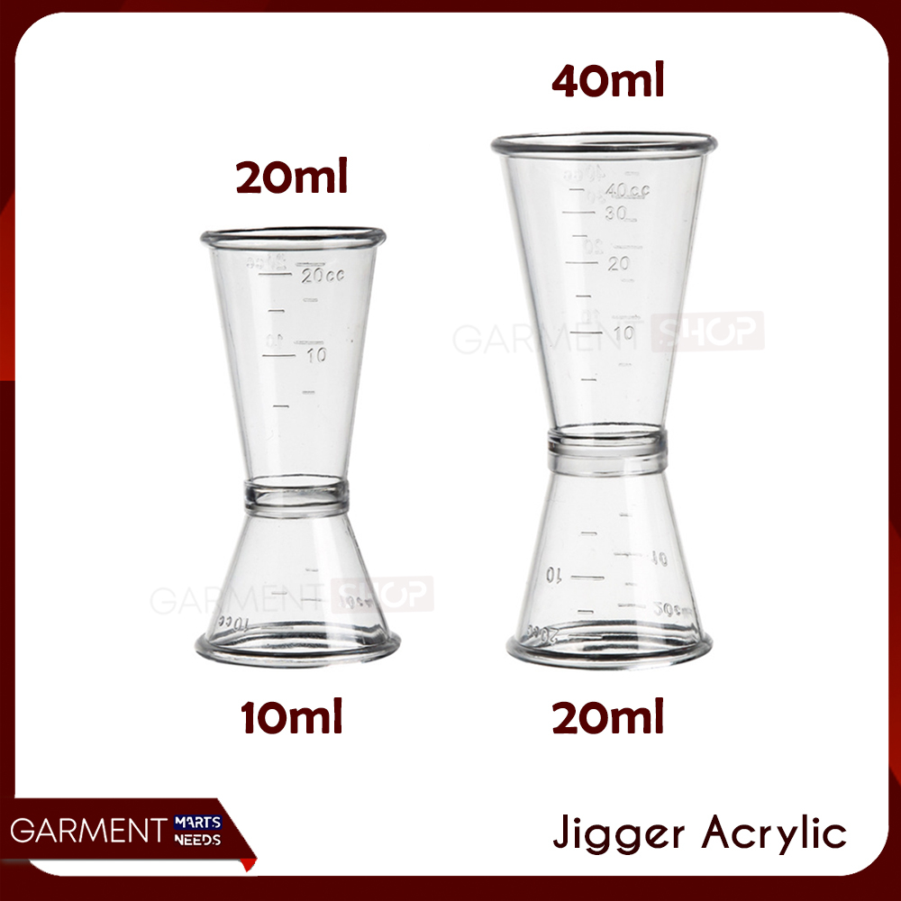 Jual Jigger Acrylic Plastik Transparan Gelas Takar Gula Syrup Measuring Cup 1020 Ml 2040 Ml 3888