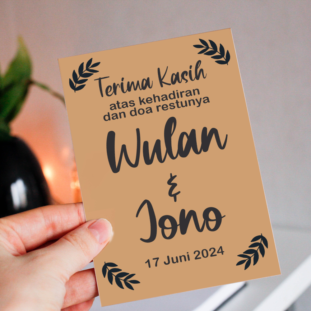 Jual Kartu Ucapan Terima Kasih Pernikahan Kraft Thank You Card Wedding Souvenir Pernikahan Kupon