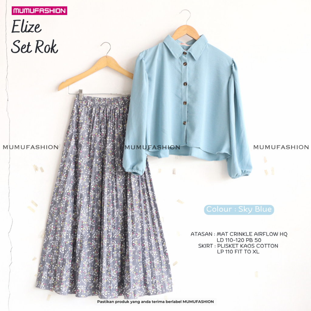 Jual AJR - ELIZE SET ROK SETELAN Wanita Terbaru Kekinian Crop Top Rok ...