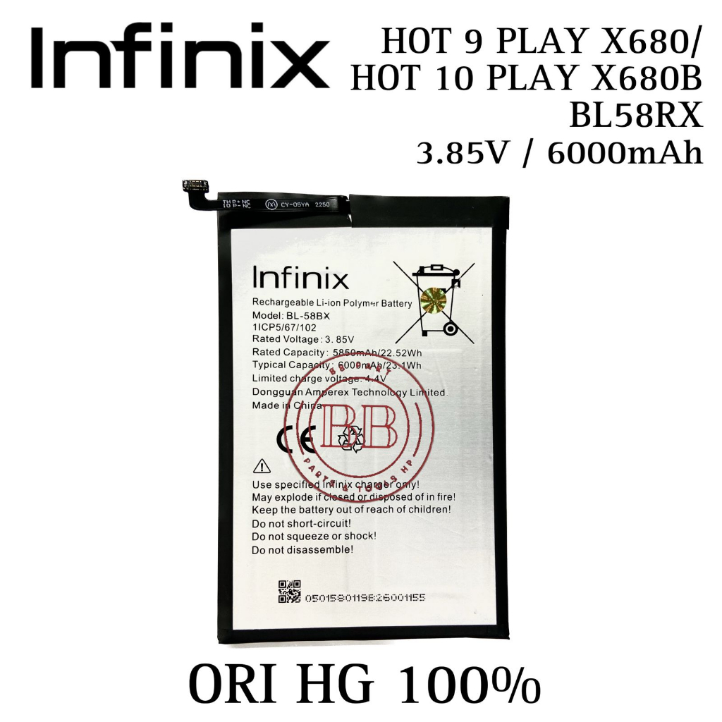 Jual Baterai Original Hg Bl Rx Infinix Hot Play X Hot Play X B Batu Batre