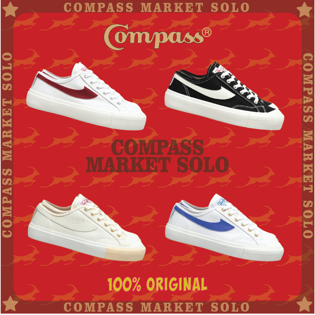 Jual [original] Sepatu Compass Gazelle Low Black White Cream White Blue White Red