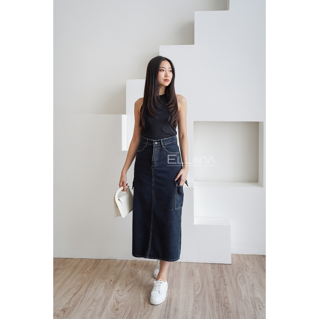 Jual OSSO JEANS - Rok Cargo Snowblack - Cargo Skirt Snowblack | Shopee ...