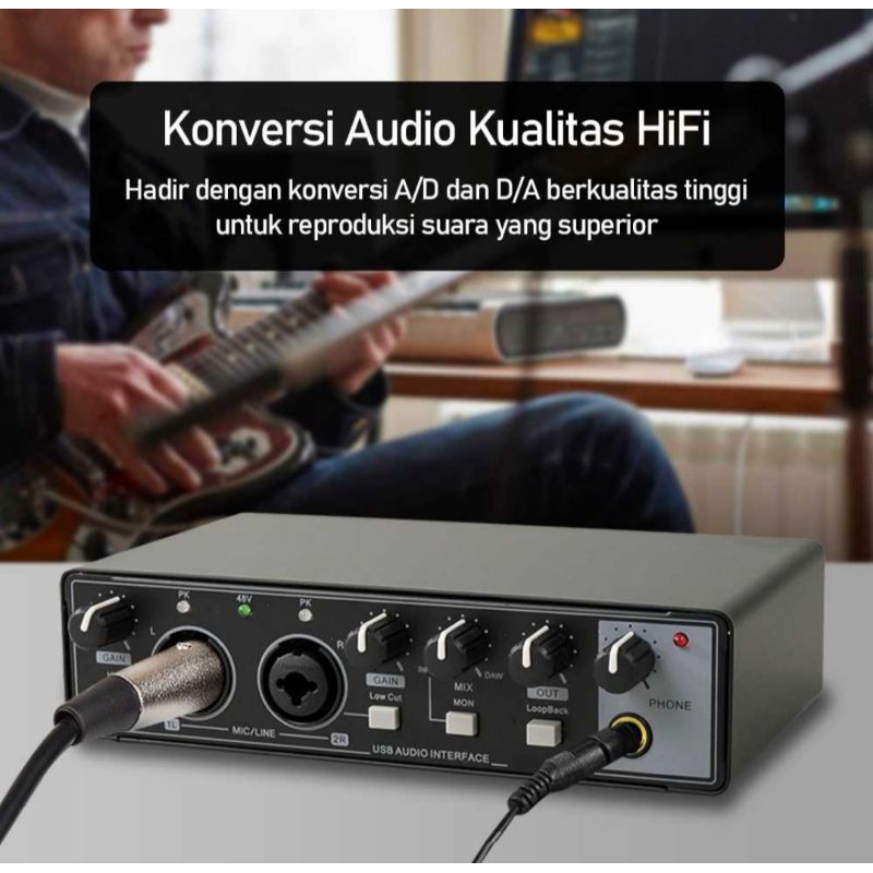 Jual Alat External Sound Card USB Audio Interface Preamp 2 In 4 Out