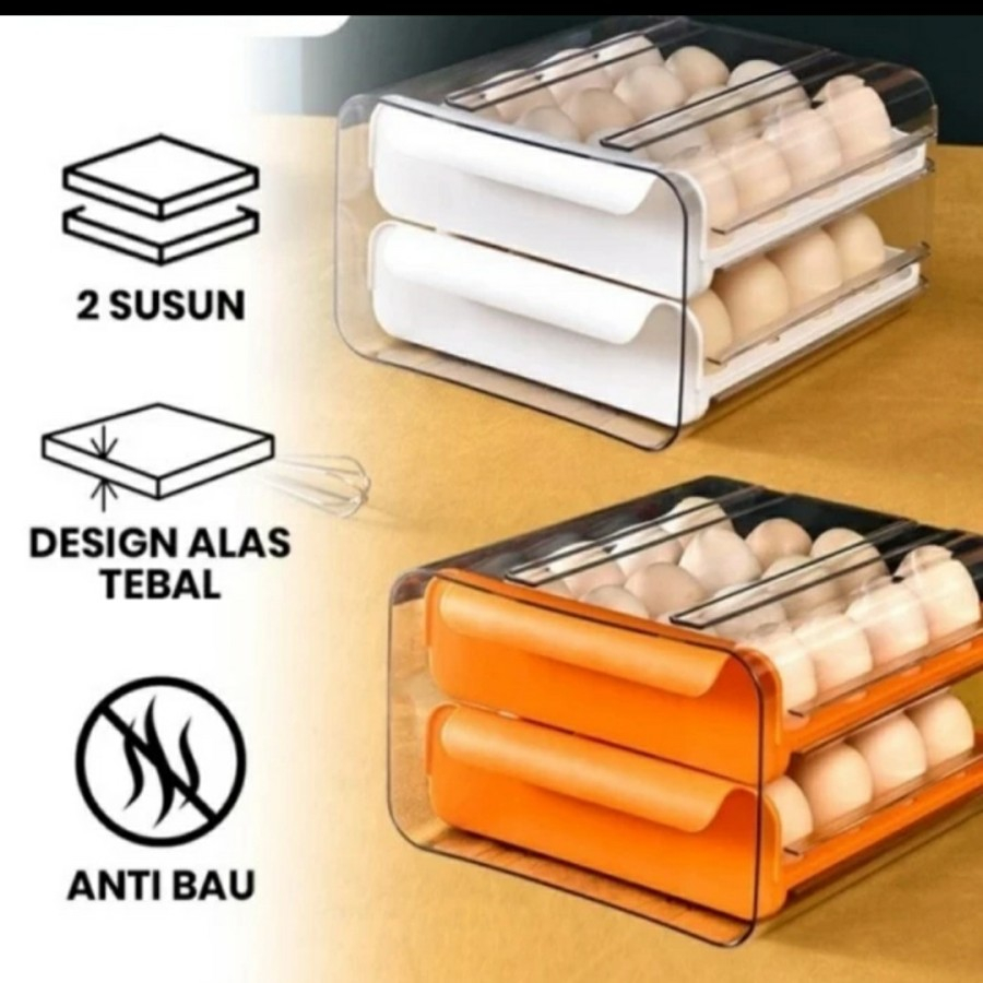 Jual Sh Rak Tempat Telur 2 Susun Kotak Isi 32 Telur Shopee Indonesia 3688