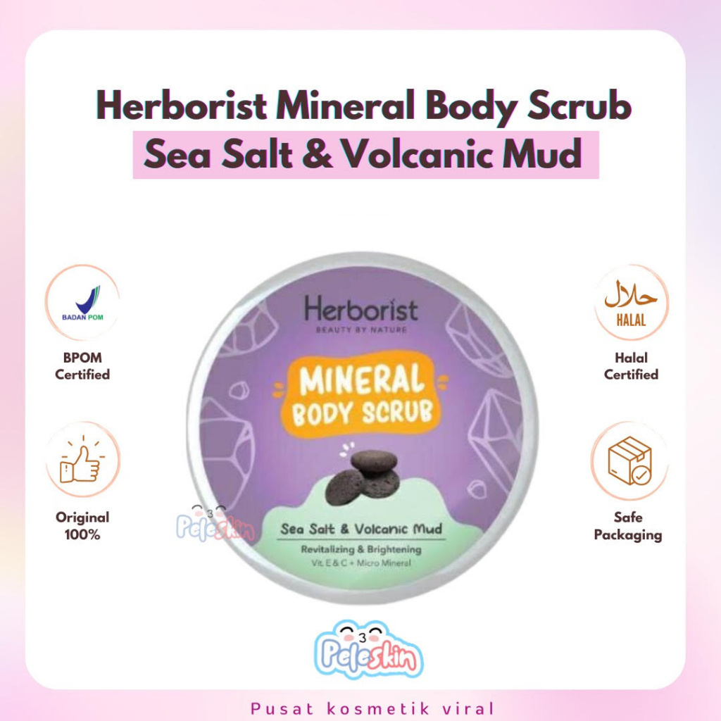 Jual Herborist Mineral Body Scrub Sea Salt & Volcanic Mud 200gr