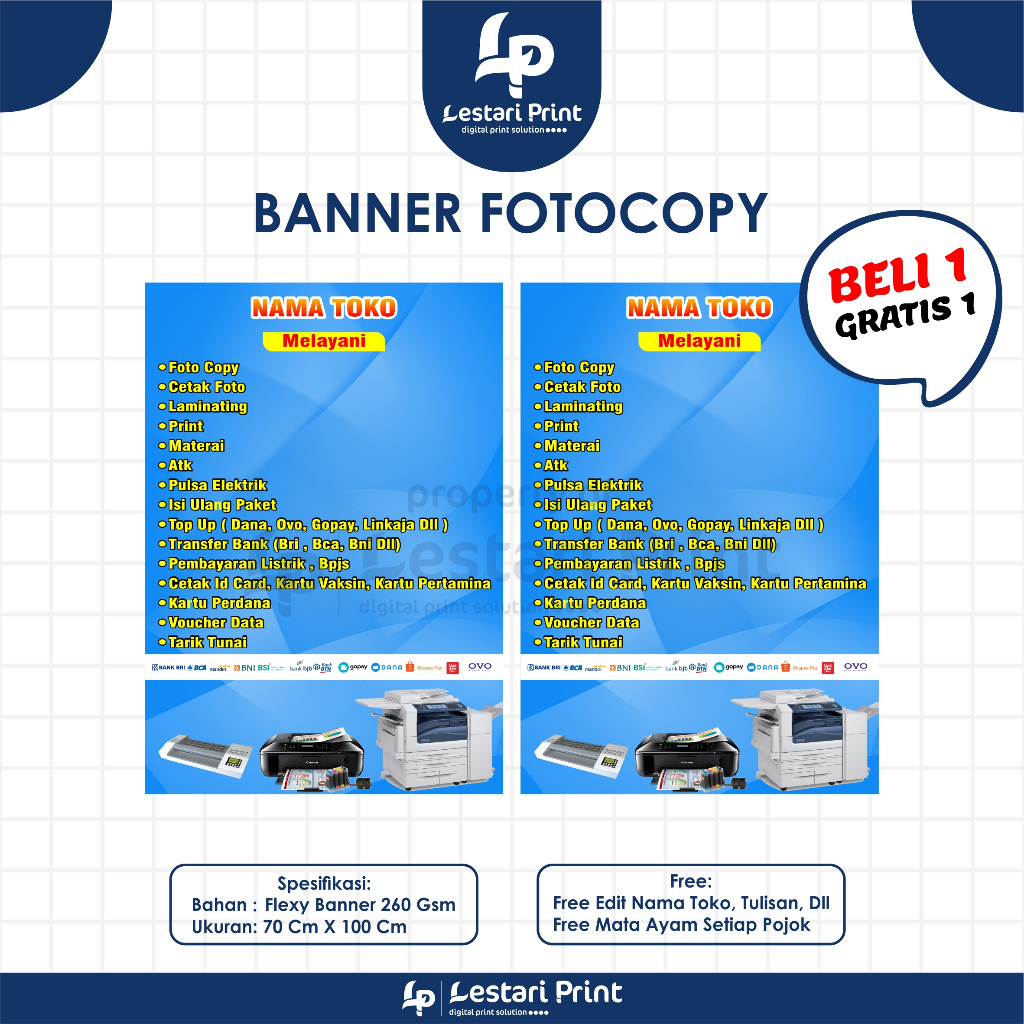 Jual BANNER FOTOCOPY | UKURAN 70VCM X 100 CM | BELI 1 GRATIS 1 | CUSTOM ...
