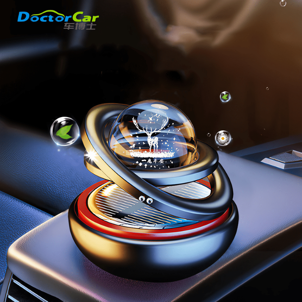 2 IN 1 Parfum Pajangan Dashboard Mobil Kristal Rusa Berputar Menggunakan Sinar Matahari