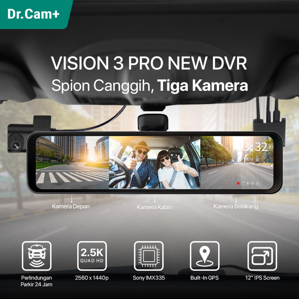 Azdome Pg16S Media Mirror Dash Cam / GPS Touch Screen Dual Camera/Night  Vision - 11inch