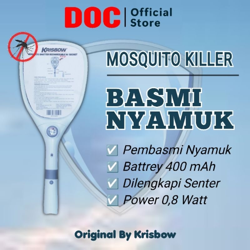 Jual Krisbow Raket Nyamuk Cas Dengan Senter | Mosquito Killer Sweatter ...