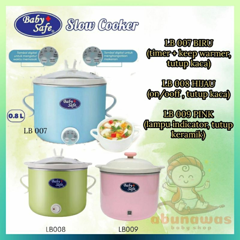 Jual Baby Safe Slow Cooker LB 007 Biru, LB 008 Hijau, LB 009 Pink MPASI Bayi Shopee Indonesia