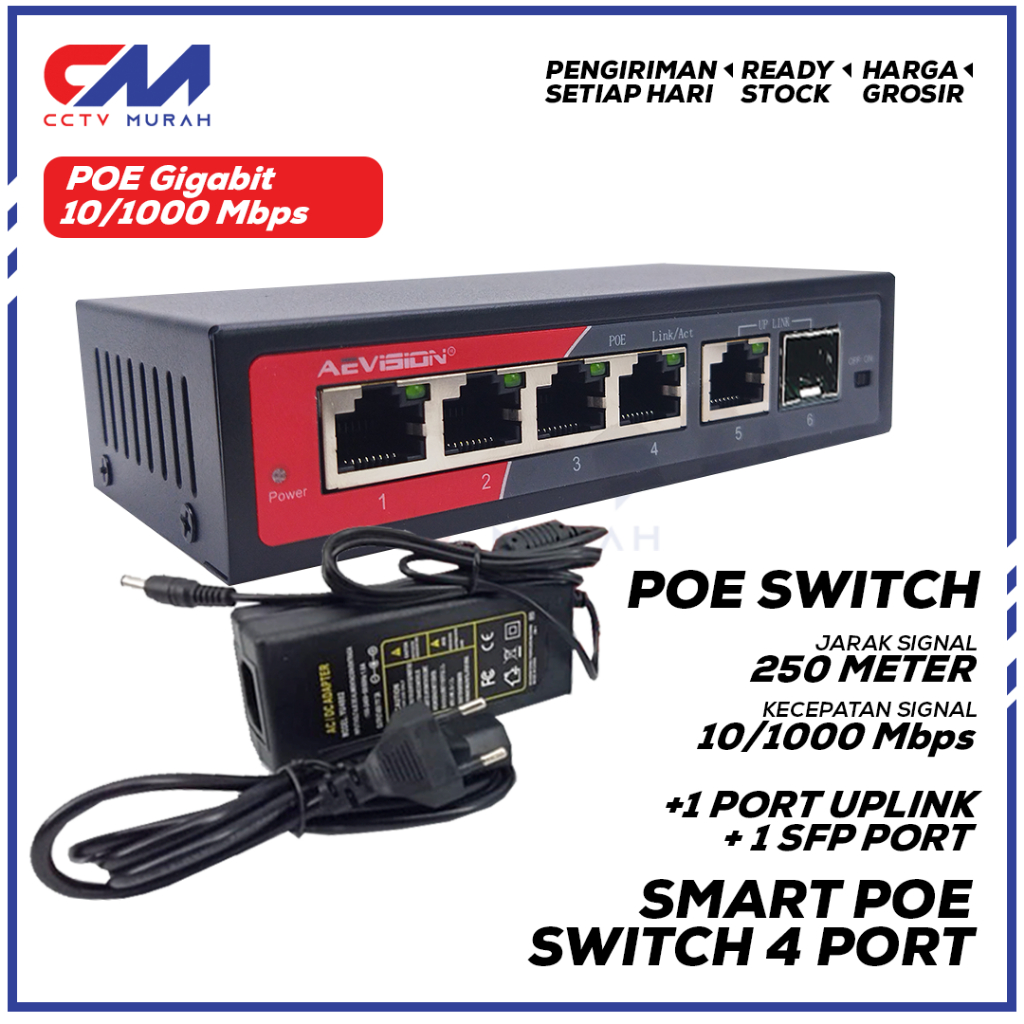 Jual POE Switch HUB POE 4+2 PORT Type Seri FYB0420F4 POE SWITCH