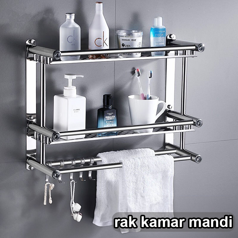 Jual Rak Sabun Kamar Mandi Dinding Rak Bumbu Dapur Stainless Steel Rak Tempel Gantung Tempat