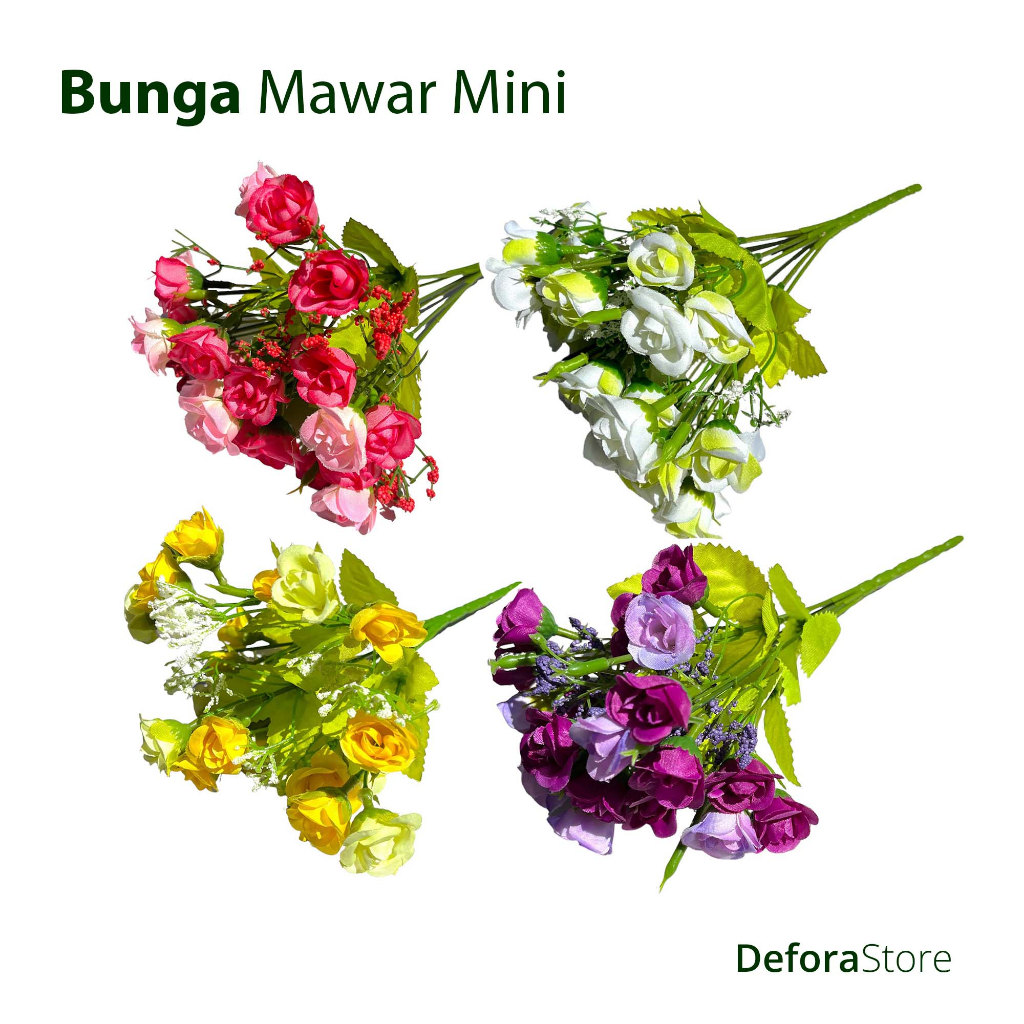 Jual Bunga Plastik Rose Mini Classic 7 Cabang - Defora | Shopee Indonesia