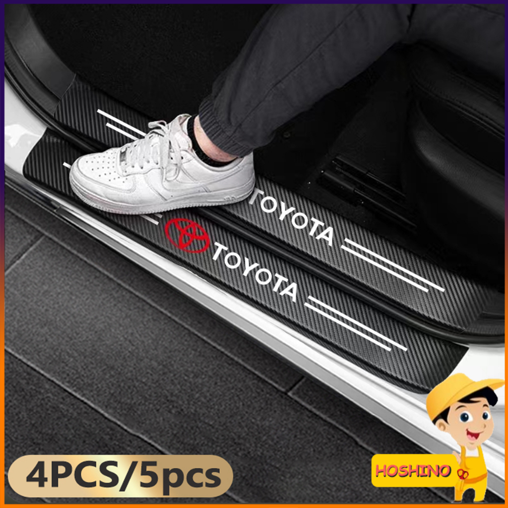 HOSHINO 【4pcs】Sticker Pelindung Sill Plate / Stiker Pelindung Pijakan Lantai Pintu Mobil / Universal Carbon Fiber Car Door Step Sill Plate Mobil Sticker