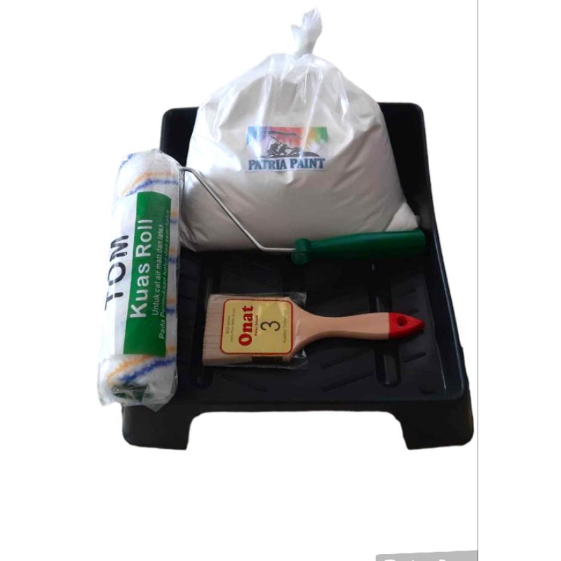 Jual PAKET HEMAT DIY CAT TEMBOK JOSS WARNA PUTIH 5 KG, ROLL 9 INCHI