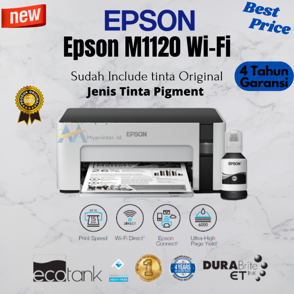 Jual Epson EcoTank Monochrome M1120 Wi-Fi Ink Tank Printer | Shopee ...