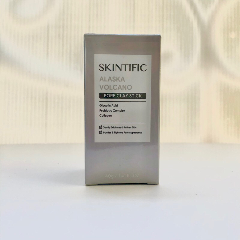 Stick Masque Argile SKINTIFIC Alaska Volcano - 40g, Purifiant Et Exfoliant Doux Pour Le Visage