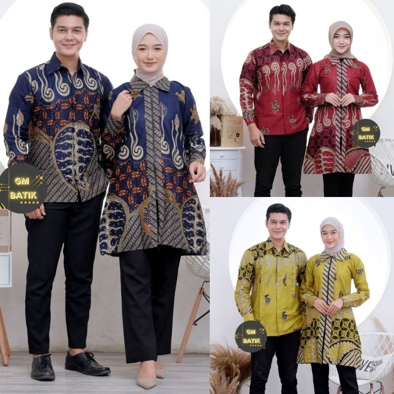 Jual Batik Couple (GMBATIK) - Baju Batik Couple Tunik Resleting Depan ...