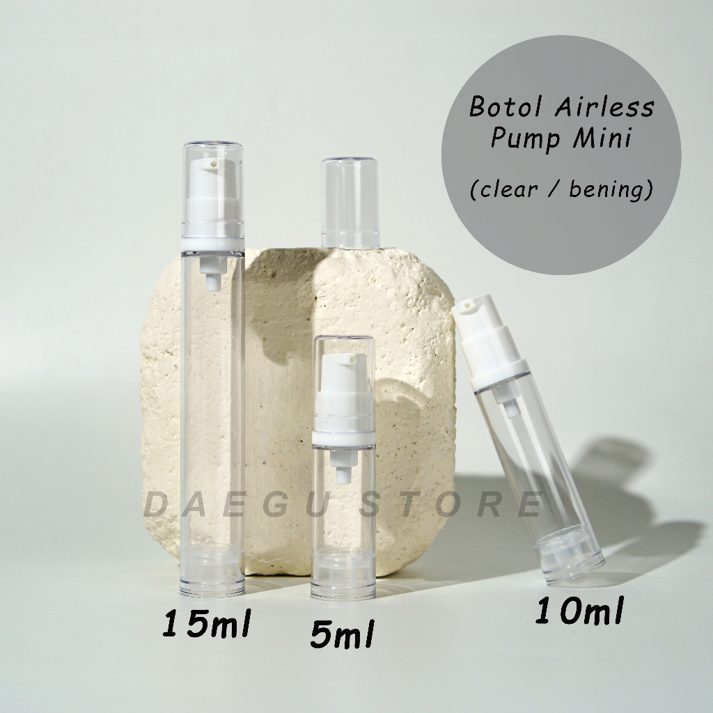 Jual Botol Airless Pump 5ml 10ml 15ml Vacuum Serum Lotion Refillable Clear Transparan 0041