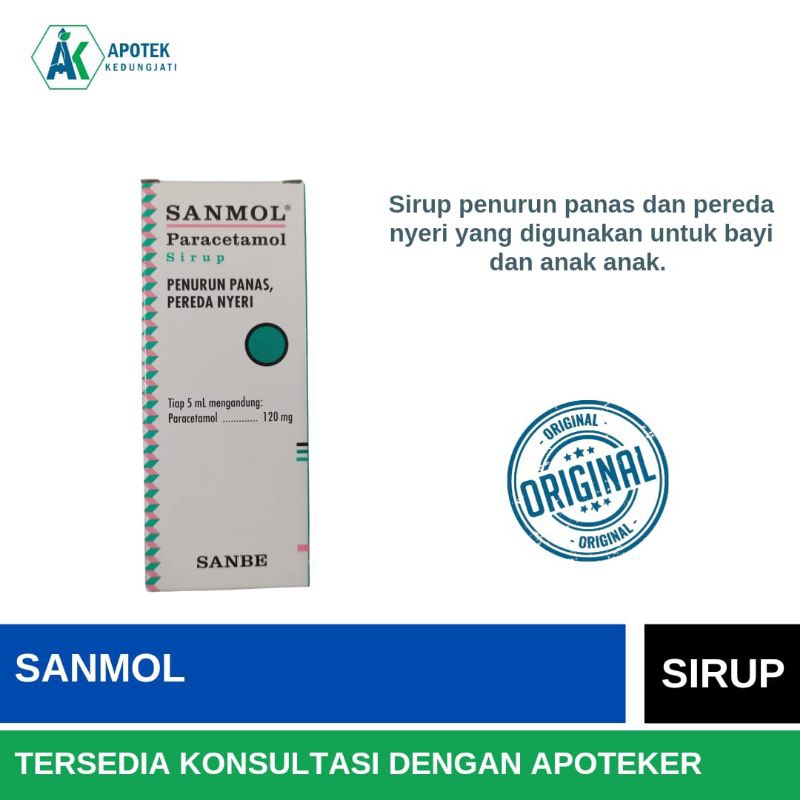 Jual SANMOL SIRUP / DROP / BAYI ANAK DEWASA / PARACETAMOL PCT DEMAM ...