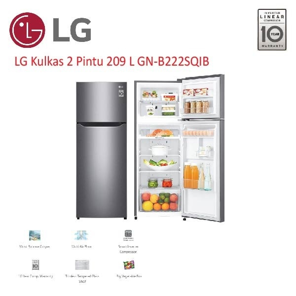 Jual LG KULKAS / LEMARI ES 2 PINTU GN-B 222 SQIB KAPASITAS 209 LITER ...