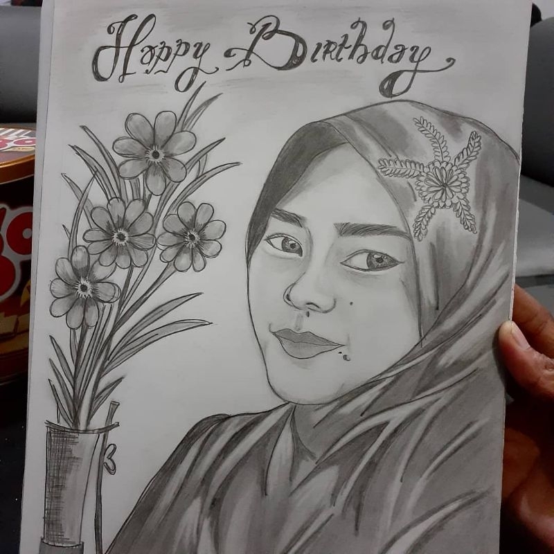 Jual Kiky Arts Sketsa Wajah Hitam Putih Lukis Wajah 20x25cm