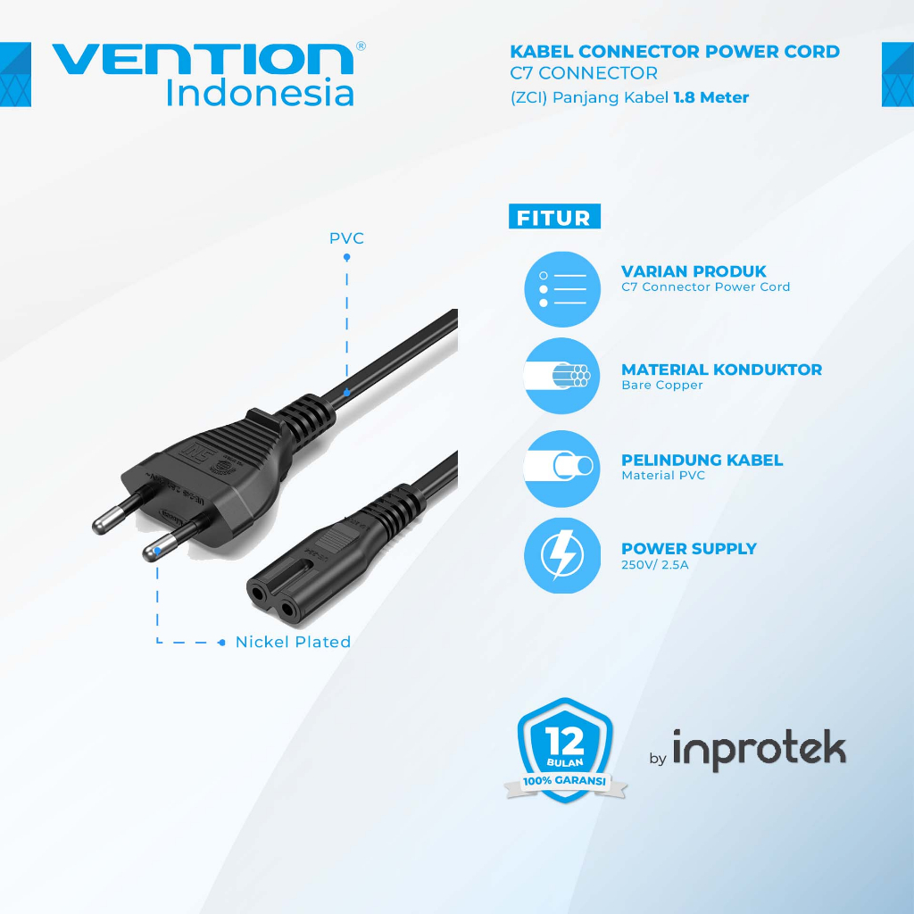 Jual Vention Kabel Power Supply Colokan Kabel Prong Power AC Power Cord