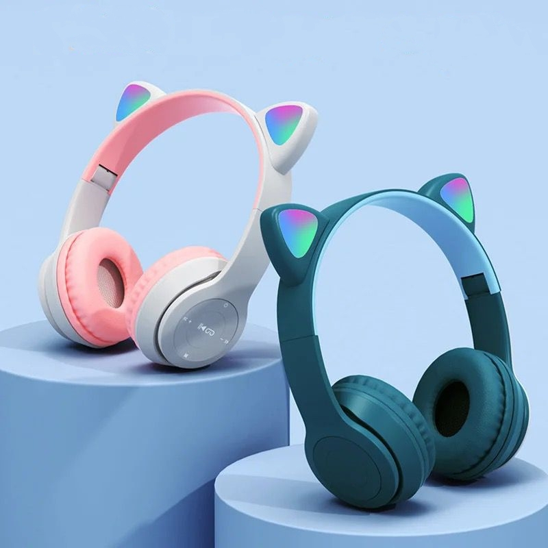 Jual SL P47M Headphone Headset Bluetooth Gaming Cat Ears Wireless Bluetooth RGB Led Light