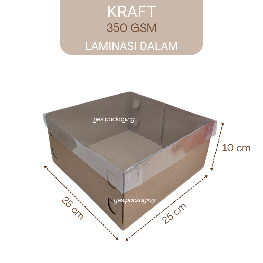 Jual [25x25x10cm] Kraft Laminasi Mika Box Dos Dus Kotak Kemasan Cake