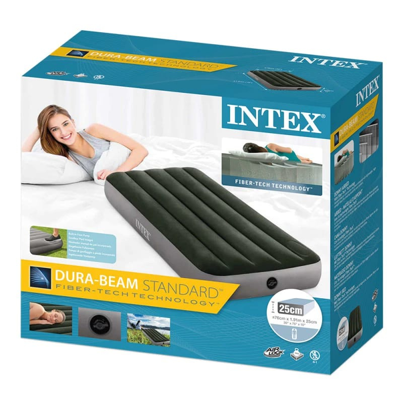 Jual INTEX KASUR ANGIN DURABEAM AIRBED 64760 SINGGLE BUILT IN FOOT PUMP