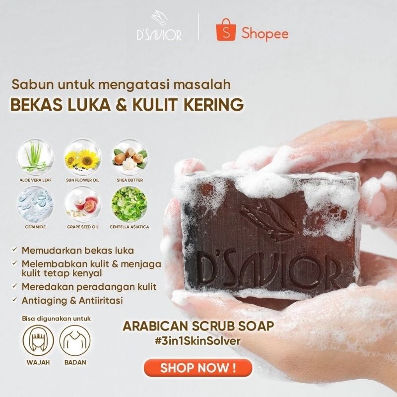 D’SAVIOR Arabican Soap - Anti Inflamasi & Jerawat Mencerahkan Kulit Tubuh BPOM Original