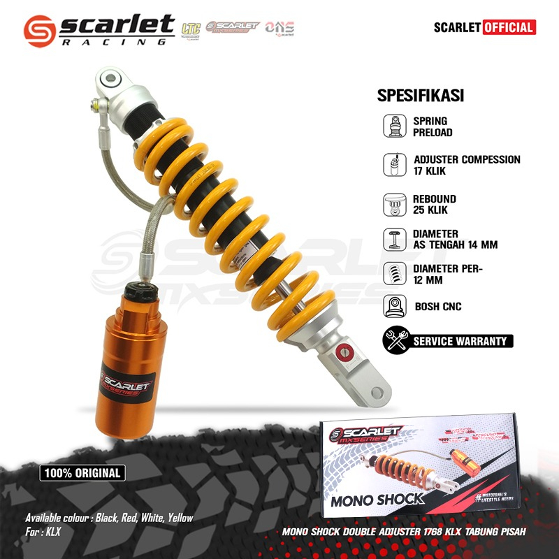 Jual Scarlet Racing Mono Shock Absorber Skok Shockbreaker Double Adjuster Klx Tabung