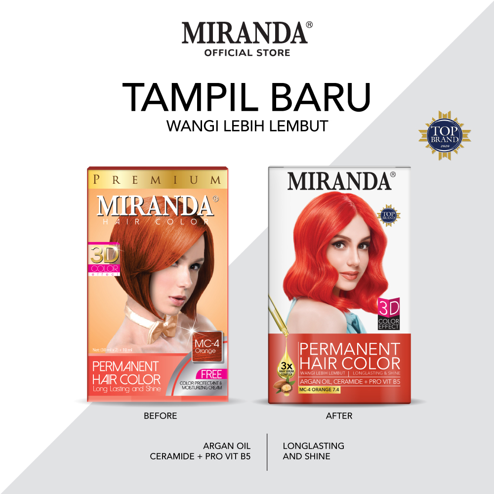 Jual Miranda Hair Color (Cat Rambut Permanen) MC4 Orange 30ml | Semir ...