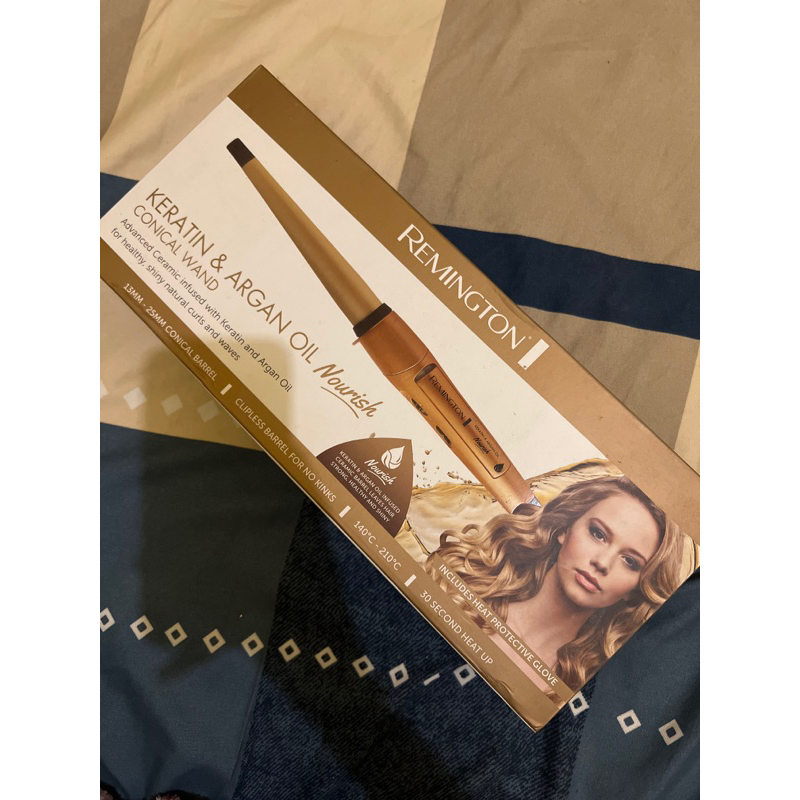 Jual REMINGTON Keratin & Argan Oil Nourish Conical Wand Original