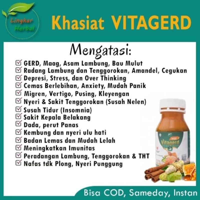 Jual Madu VITAGERD PAKET 2 BOTOL Herbal GERD dan Asam Lambung Original ...