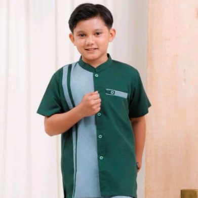 Jual Baju samara J07 dark green koko anak usia 11-12 thn seragam ngaji ...