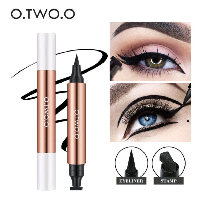 Jual O.two.o Stamp Eyeliner Black Double Head Waterproof Eyeliner ...