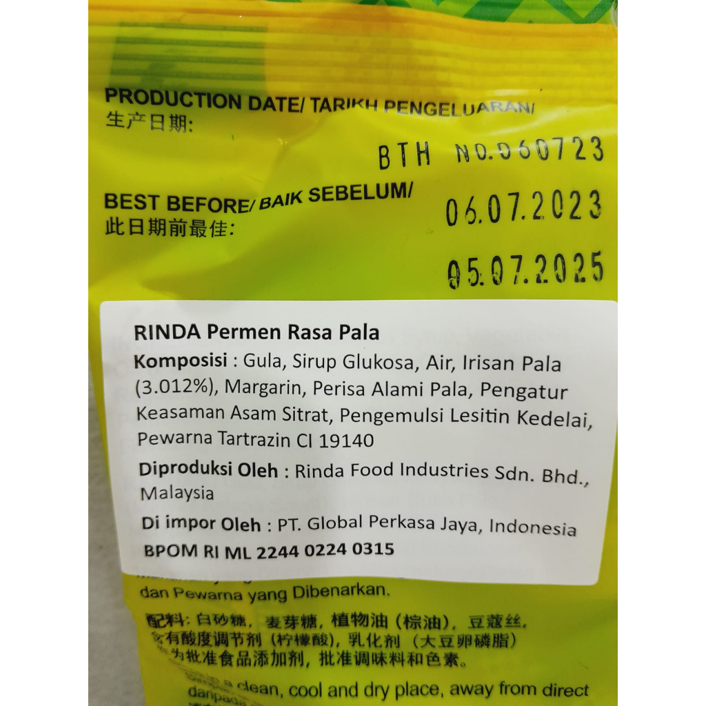 Jual [HALAL] Rinda Nutmeg Candy Permen Rasa Buah Pala 100gr | Shopee ...