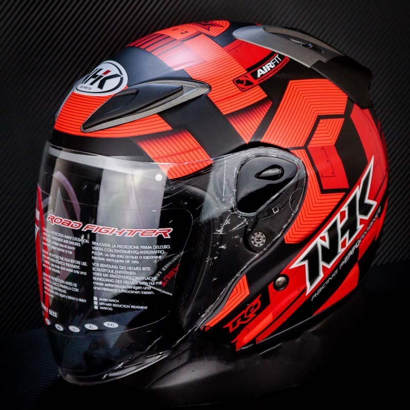 Jual Helm Nhk R6 Cube Black Red Doff Single Visor | Shopee Indonesia