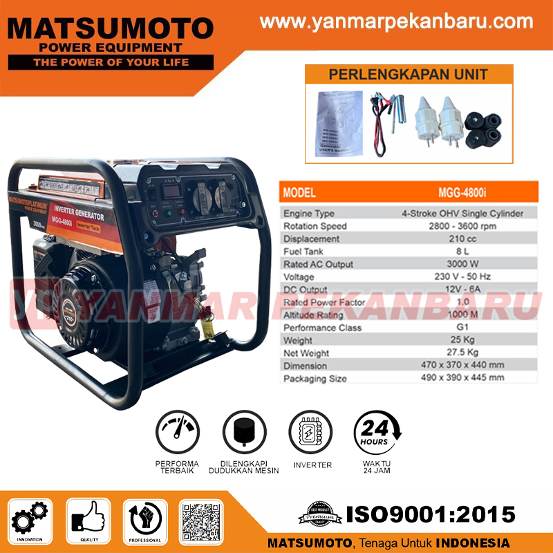 Jual Genset Inverter Bensin Generator Set 3000 Watt MATSUMOTO MGG-4800I ...