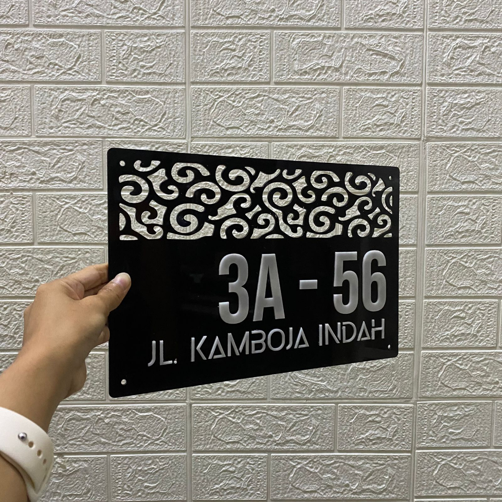 Jual Nomor Rumah Akrilik Laser Cut Timbul Pattern 30cm x 20cm | Shopee ...
